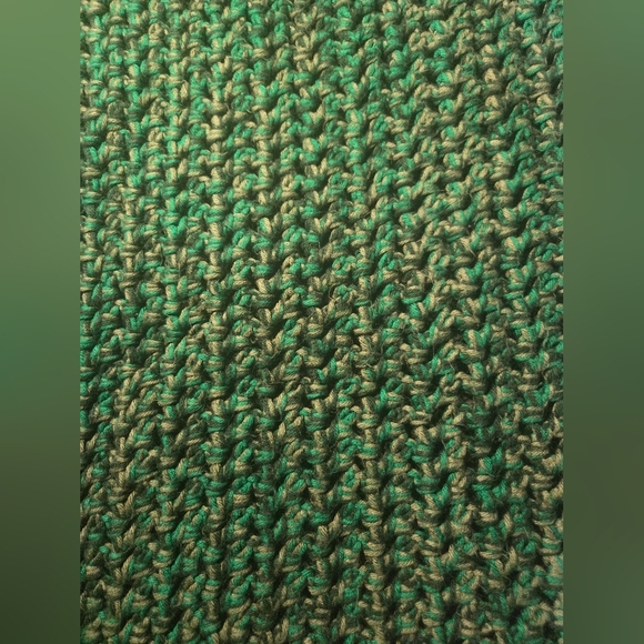 Other - Vintage Handmade Crochet Afghan Throw Green/Gold Blend Retro 50” x 30” EUC